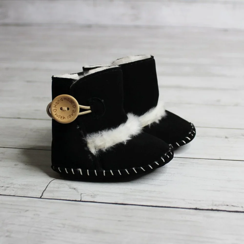 Baby Girl's Winter Booties Size 1 2 0-6 Months Black Boots